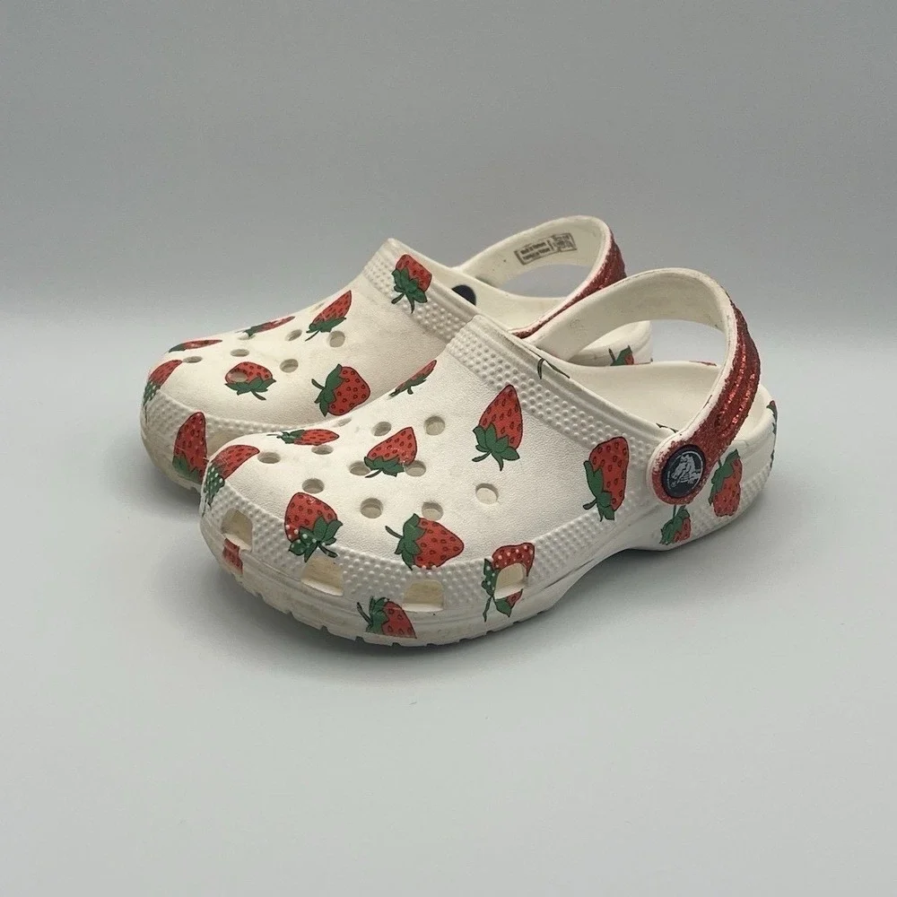 Crocs Classic Clogs Strawberry Red Slip On Shoes - Kids Toddler Size 11 USED